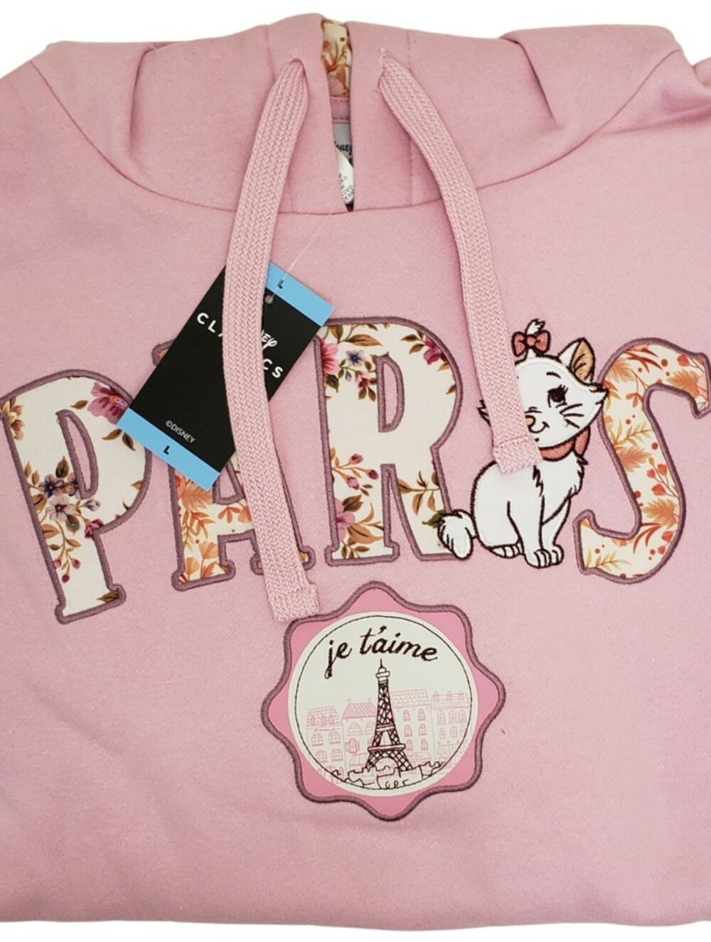 Character Women's Patchwork Destination Hoodie Paris Aristocats NWT